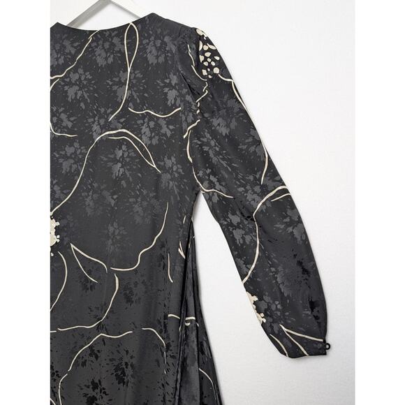 Vintage Saint Romei Black Hibiscus Print 80s 90s  100% Silk Dress 6 - Picture 4 of 7